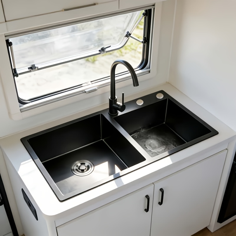 Black Diamond Stainless Steel Scratch-Resistant and Wear-Resistant Kitchen Sink, Black Diamond Stainless Steel Sink, Scratch-Resistant and Wear-Resistant, Long-Lasting  , 7240 Black Diamond Single Bowl