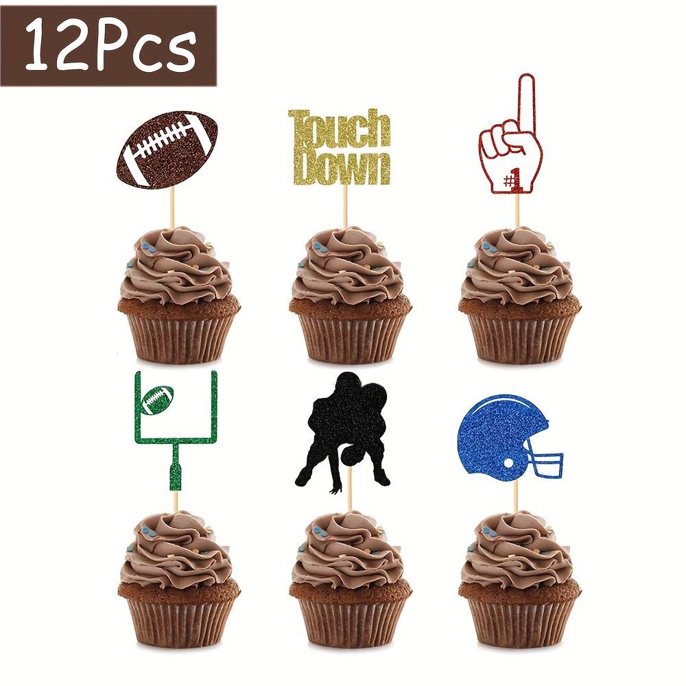 10 Décorations Gâteau Anniversaire Football - Toppers Pour Cupcakes, Thème Sport Garçon