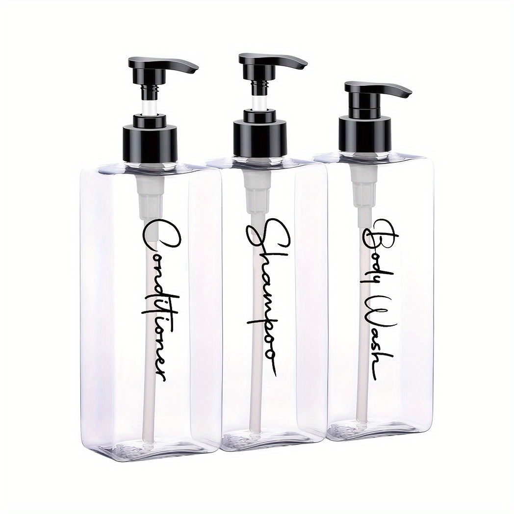 

3pcs 500ml Refillable Shampoo & Conditioner Bottles Labels - -use Bathroom Dispensers