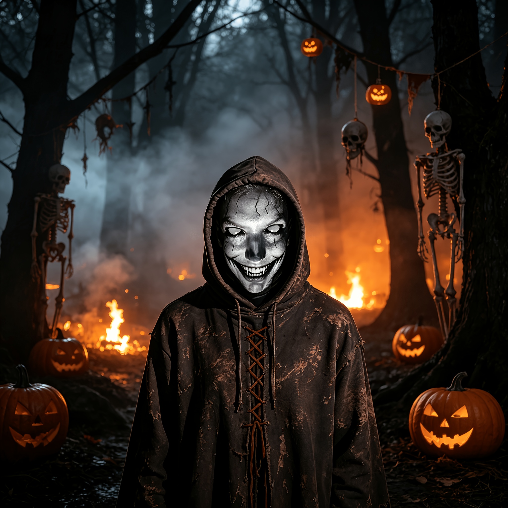 Pale Grinning Face Mask, Halloween Costume Prop