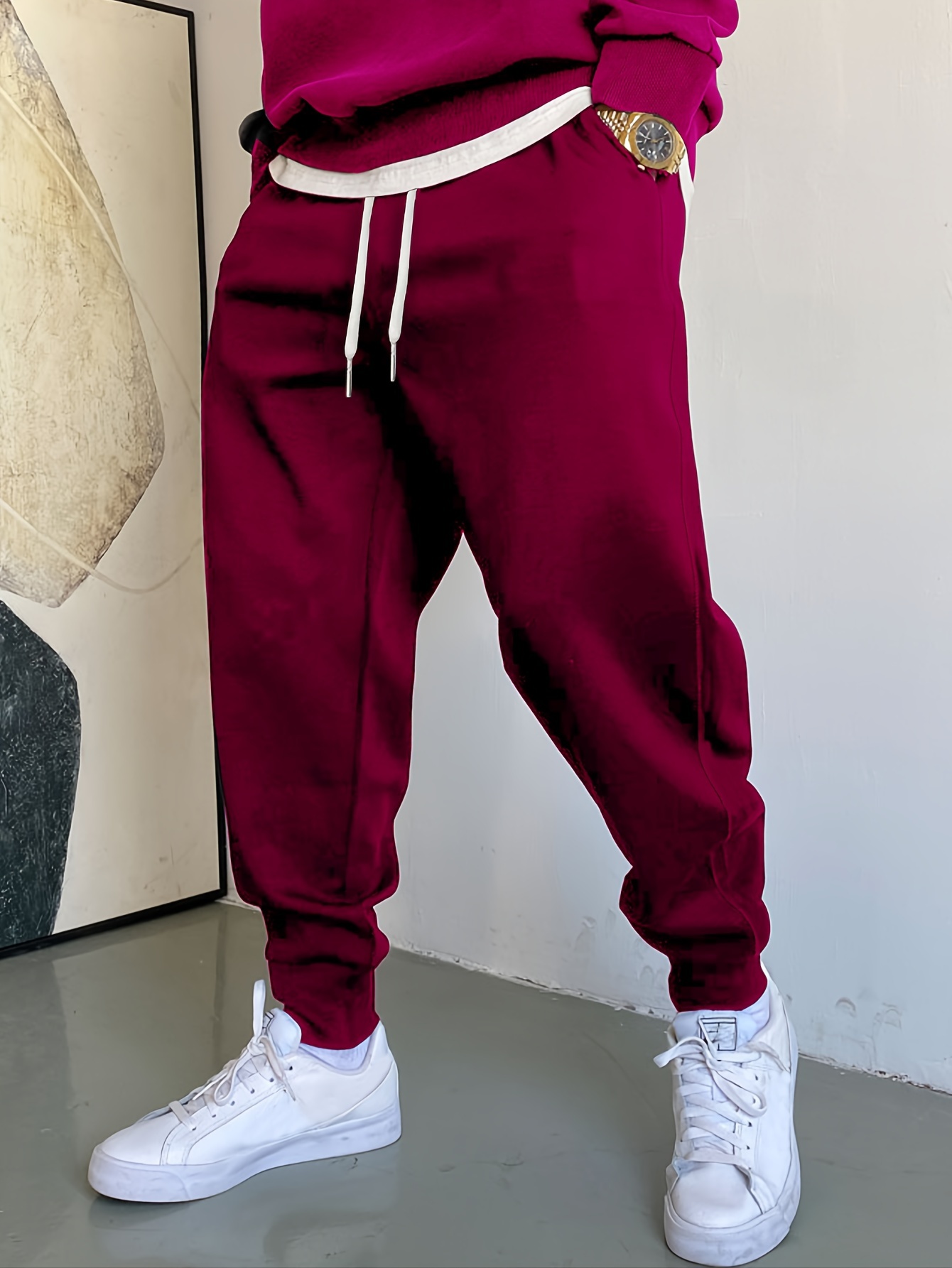 mens casual black joggers comfortable polyester sweatpants Temu