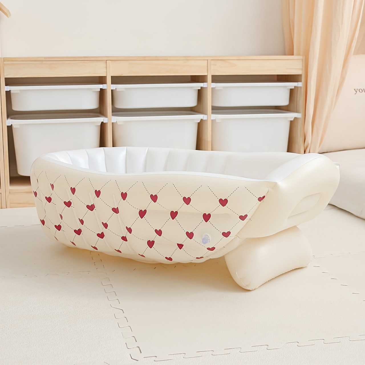Nordic-style Inflatable Bath Basin for Newborns and Babies, Inflatable Bath Basin for Infants and Toddlers, Portable Bath Basin for Going Out, Play Pool