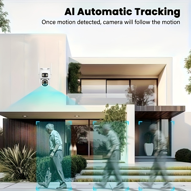 dual lens security camera outdoor 2 4g 5g wifi home surveillance camera 355 panoramic view ptz cctv camera motion detection two way audio night vision sd cloud storage requires payment eseecloud app details 5