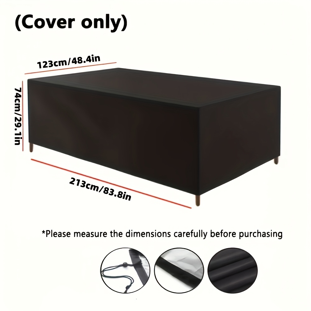 Image of 1pc 83.8x48.4x29.1in) Outdoor Furniture Protection, Oversized Square Of Durable Oxford Fabric With Storage Bag, Suitable For Square Dining Tables, Sofas, And Chairs
