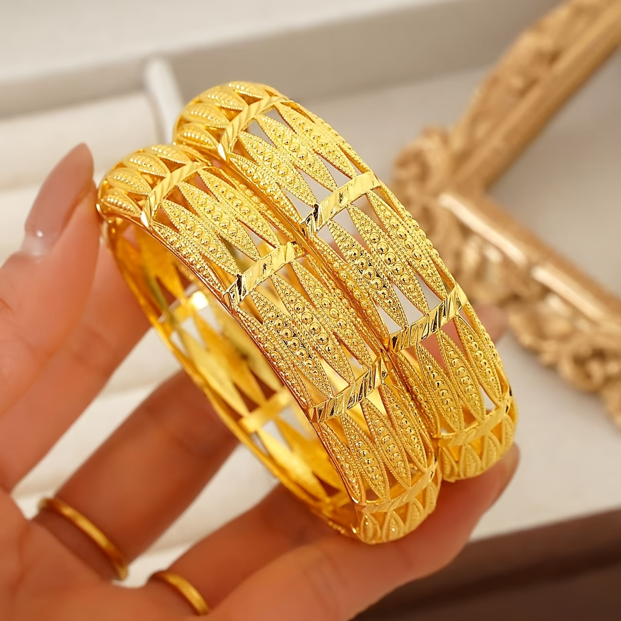 3pcs Golden Plated Open Bangle for Daily Wear and Occasions