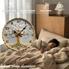 rustic wooden tree of life wall inch silent non ticking round decorative clock manufactured wood aesthetic home office accent european battery operated aa not included