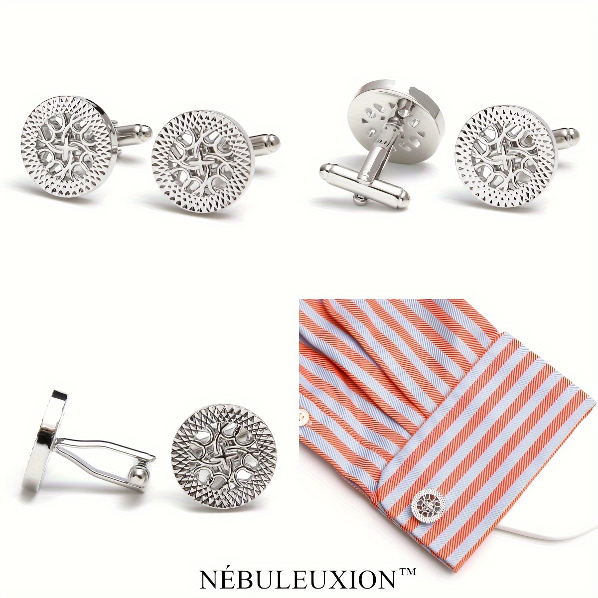 2pcs Creative Hollowed Out Art Carved Design Cufflinks