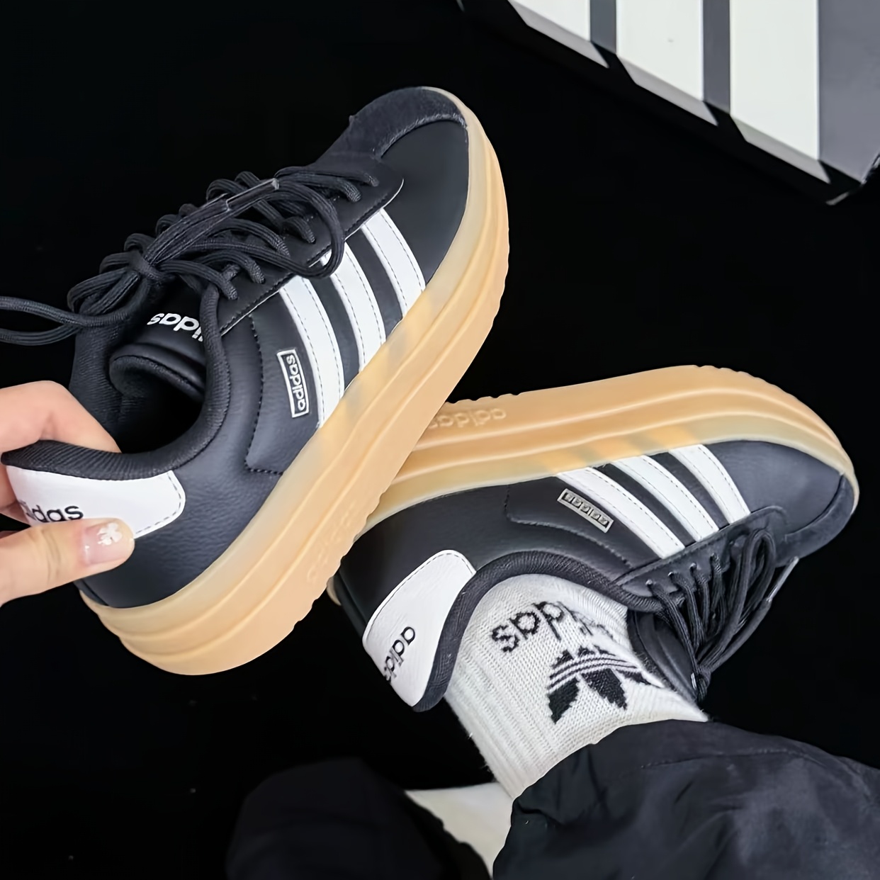 adidas VL Court Bold Women'S Low-Top Sneakers | Comfortable, Black with Stripes, Lace-up Closure, All-Season, Lightweight, Polyurethane Upper