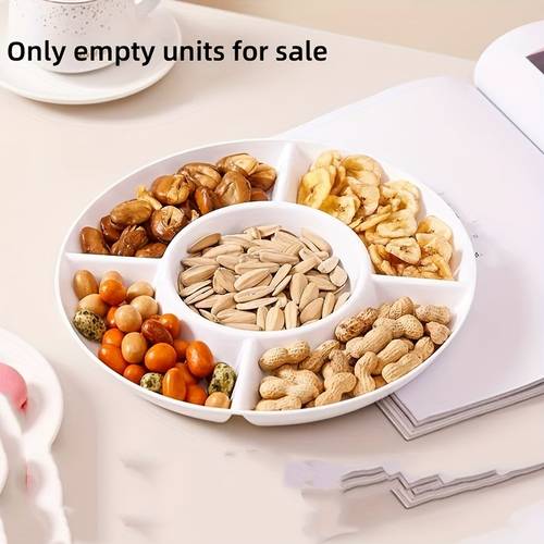 round multiple tray durable food grade plastic snack nut and fruit and appetizer tray for parties weddings festivals kitchen and dining room