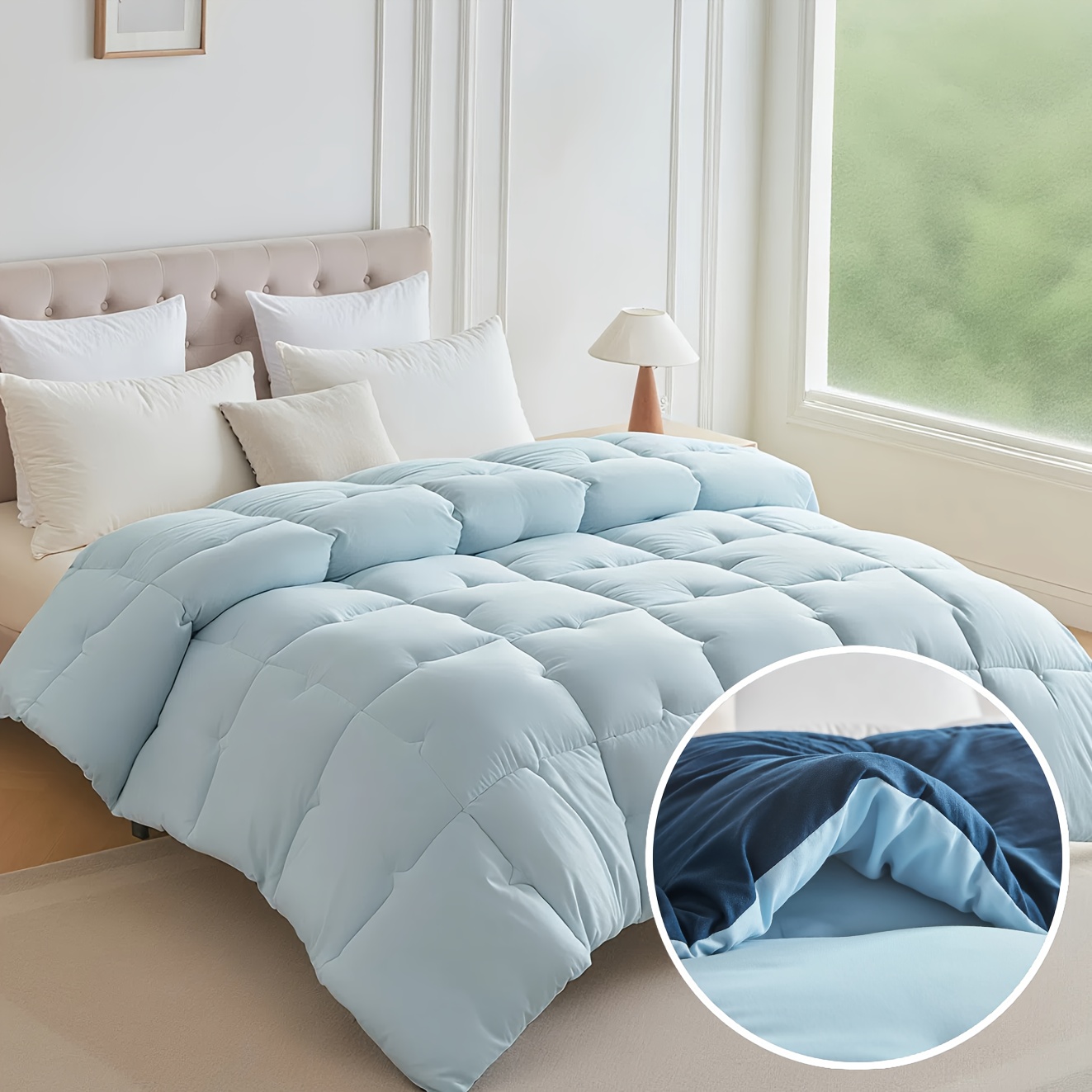 Image of 1pc Thick Duvet, Doule Sided Use 100% Polyester Quilted 400gsm Quilt, , Machine Washable, Suitable For Use, An Ideal Gift For Gifting And Perfect For Hotels, Students, Dormitories