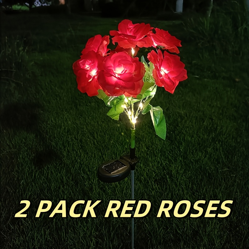 TEMU 2pcs Christmas Decorations For Home, Solar Outdoor Lights - Ip65 Waterproof, With 14 Rose Lights And 84 Led Lights, Room Decor, Christmas Gift