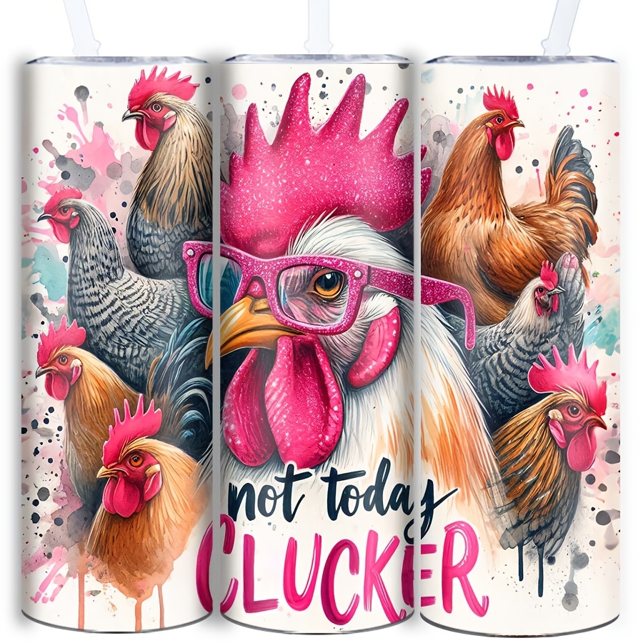 

1pc, 20oz Stainless Steel Insulated , 3d Funny Chicken " Clucker" Design, Reusable Bottle With Lid & Straw, Hand Wash Only, Ideal For Home, Outdoor, Sports, Christmas, Easter, Valentine's, Day Gifts