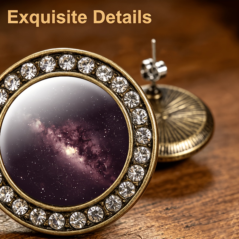 2pcs Starry Sky Glass-Inlaid Stud Earrings