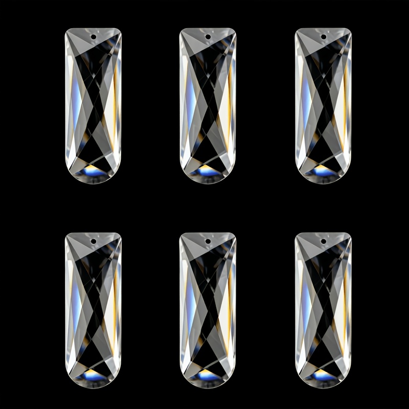 TEMU 6pcs K9 Transparent Crystal Prisms, Crystal Chandelier Replacement Parts, Glass Pendants For Wind Catchers And Wind Chimes Craft