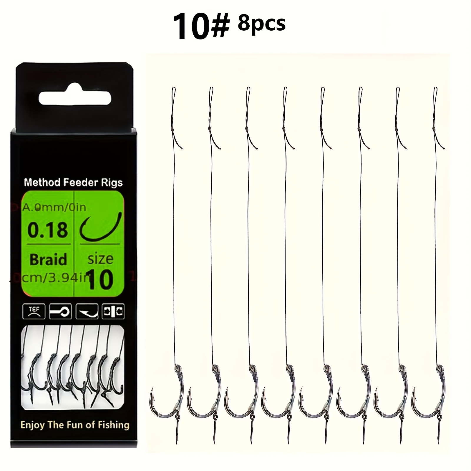 E-shop 8 Stück Method Type Feeder Angelschnur 10,16 cm Geflochtene Schnur Method Type Anhänger Method Type Widerhakenhaken Method Type Angelhaken mit