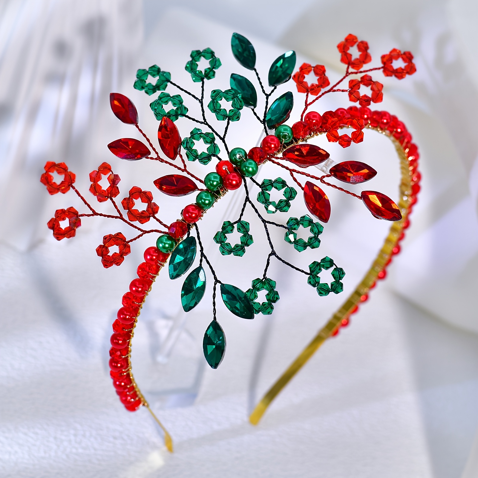 TEMU Coiffure de Noël pour femmes, bandeau en cristal synthétique contrasté, idéal pour les réunions de Thanksgiving, les événements du jour de