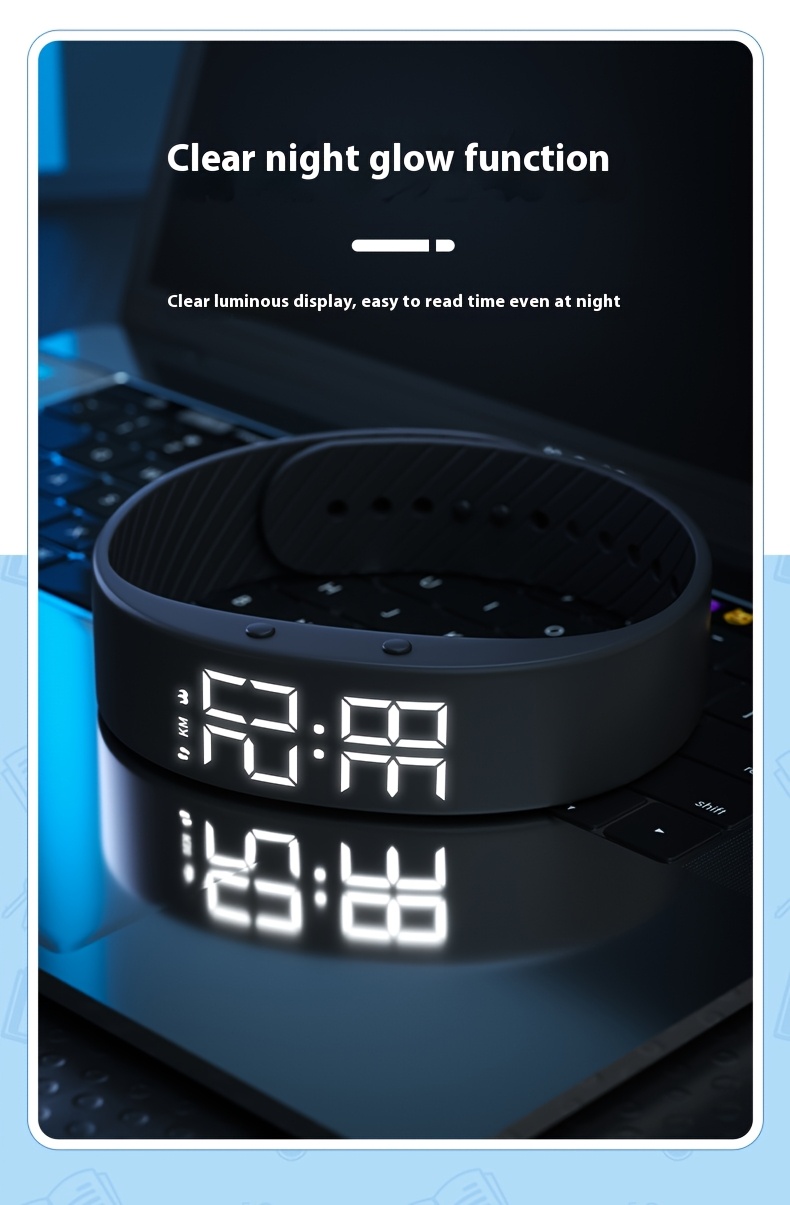 lightweight square multifunctional new led watch with usb charging time date vibrating alarm step counter stopwatch   distance   luminous display suitable for outdoor sports and cycling for men and women watch   Product details 9