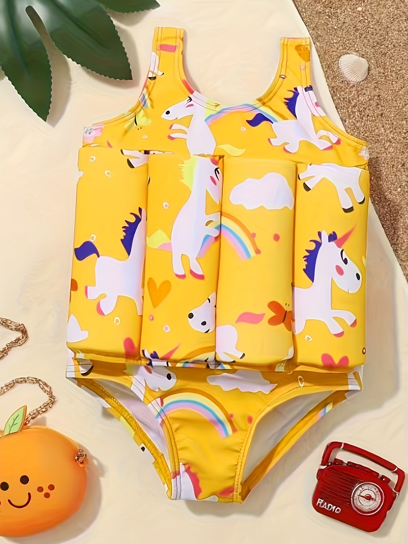 Baby Girls Boys Floating Swimsuit Kids Infant Toddler Cute Cartoon Pony  Graphic Sleeveless Swimwear Onesie