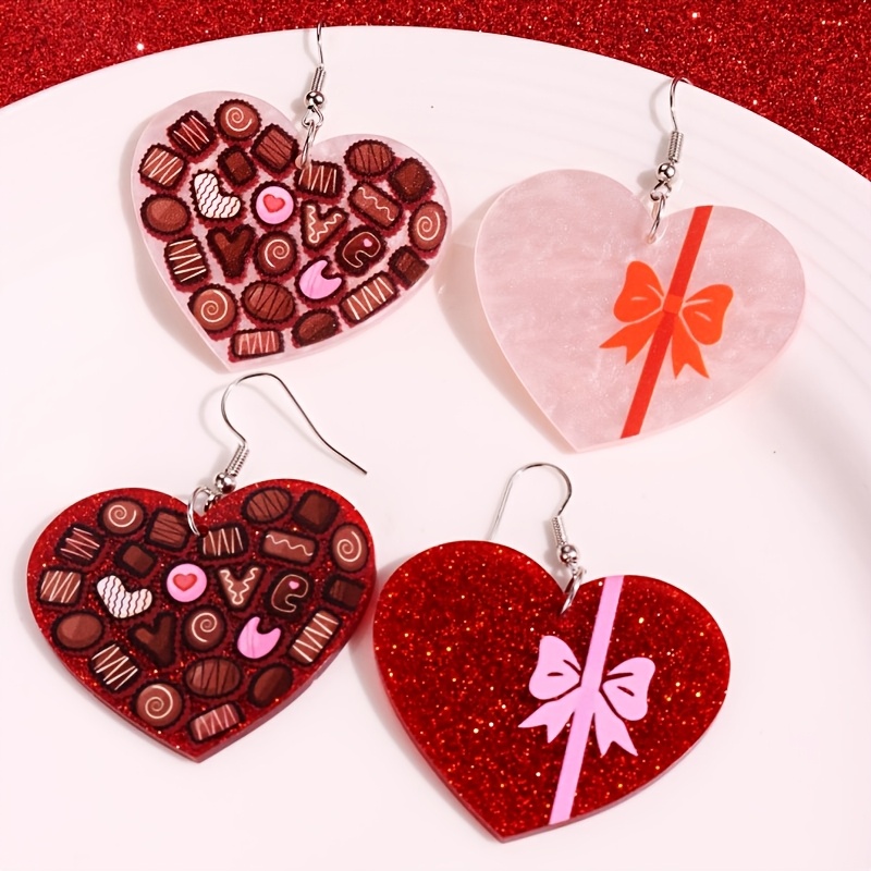 

Pair Of Love Gift Box Earrings, Creative Romantic Gift For Valentine's Day