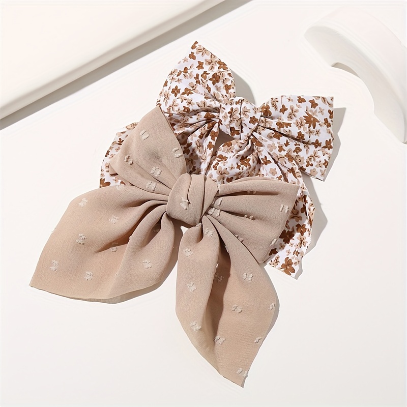 

Elegant Cute Fabric Bow Tie Hair Clips Set Of 2, Automatic Grip Bowknot Hair Barrettes For Women And Girls, Accessory, Or Gifts, Valentine's Day Themed Color Matching Design - Suitable For 14+