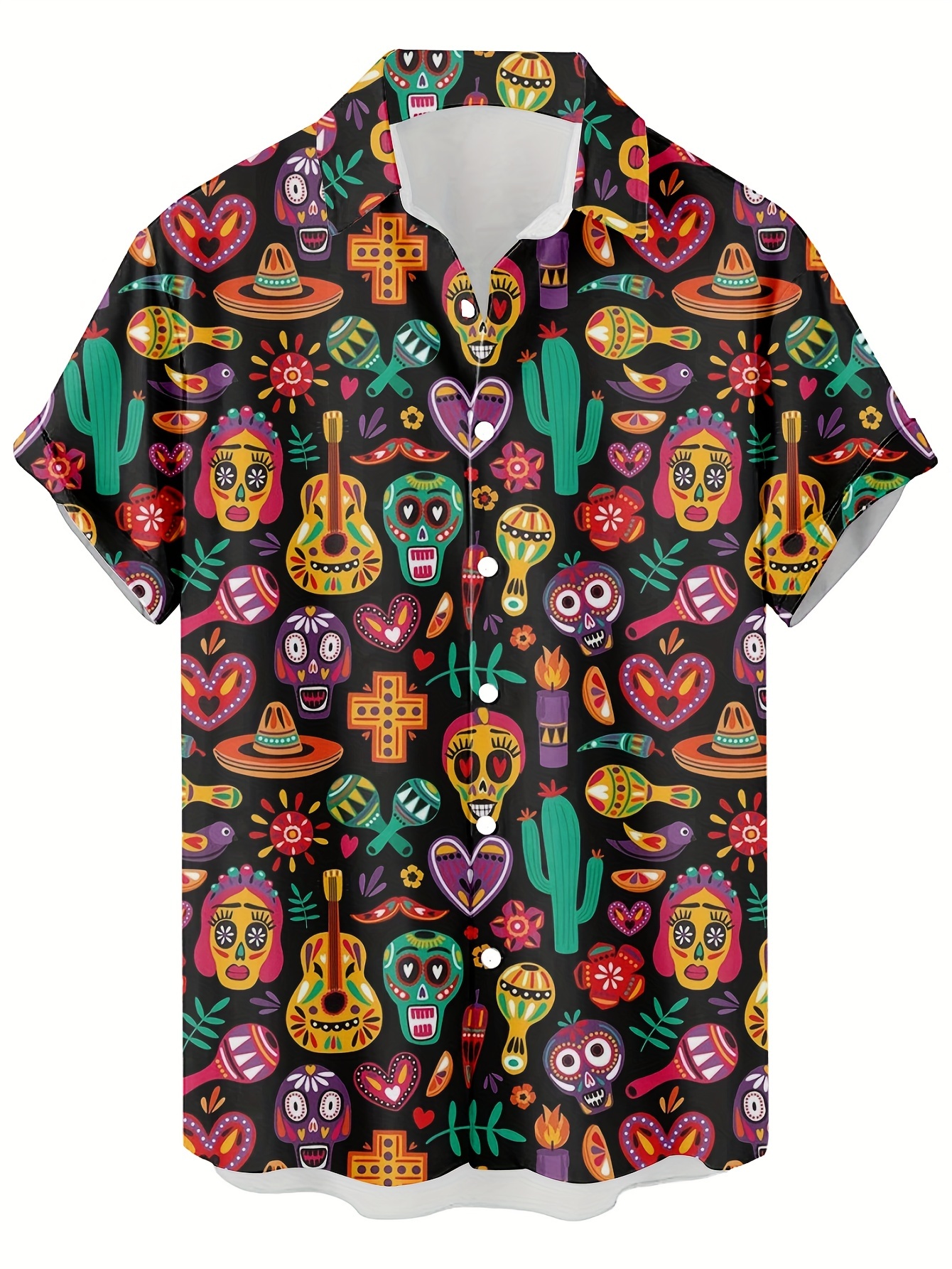 item picture mens casual shirt featuring colorful graffiti   a mexican style with 3d prints   a unique streetwear look