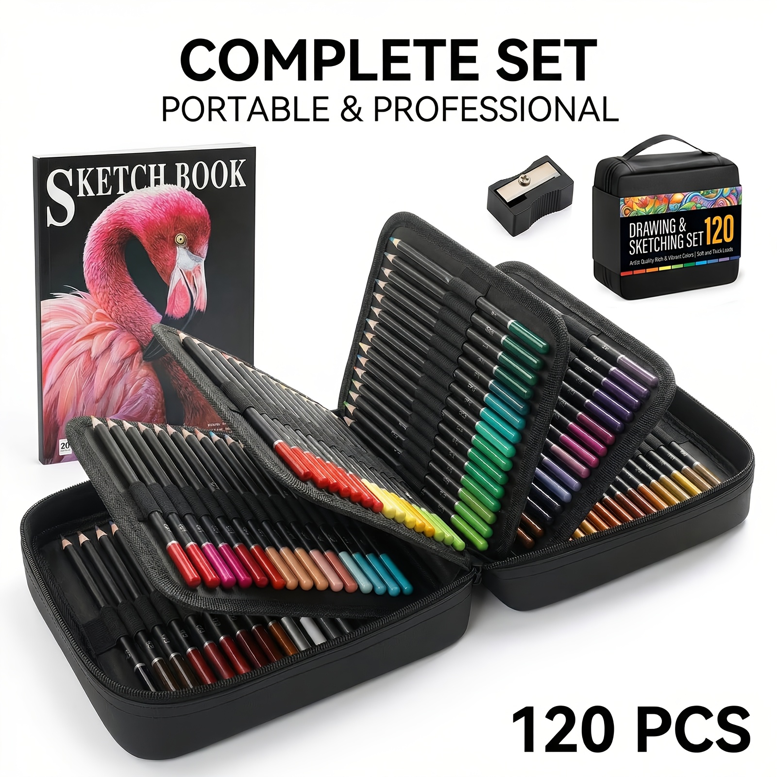 TEMU 120 Colors Colored Pencils Set | Professional Vibrant Artists Coloring Pencils For Drawing, Sketching, Blending Shading, Oil Based, Non-toxic,