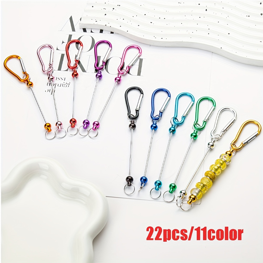 

22pcs Colorful Beadable Keychain Bars Multicolor Beaded Keychain Diy Blank Keychain Bar For Bead Snap Hook Keychain For Diy Making Jewelry