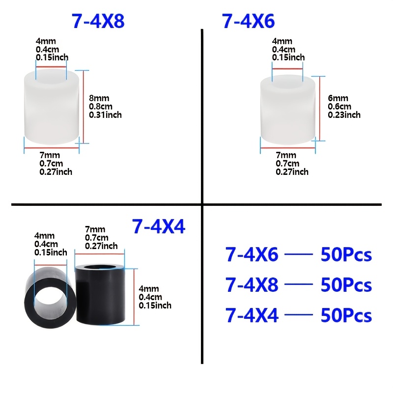 TEMU 150pcs Abs Insulating Columns, Round Hollow Straight-through Support Columns, Nylon Sleeves, Insulating Round Hole Pillars, Electronic Accessory