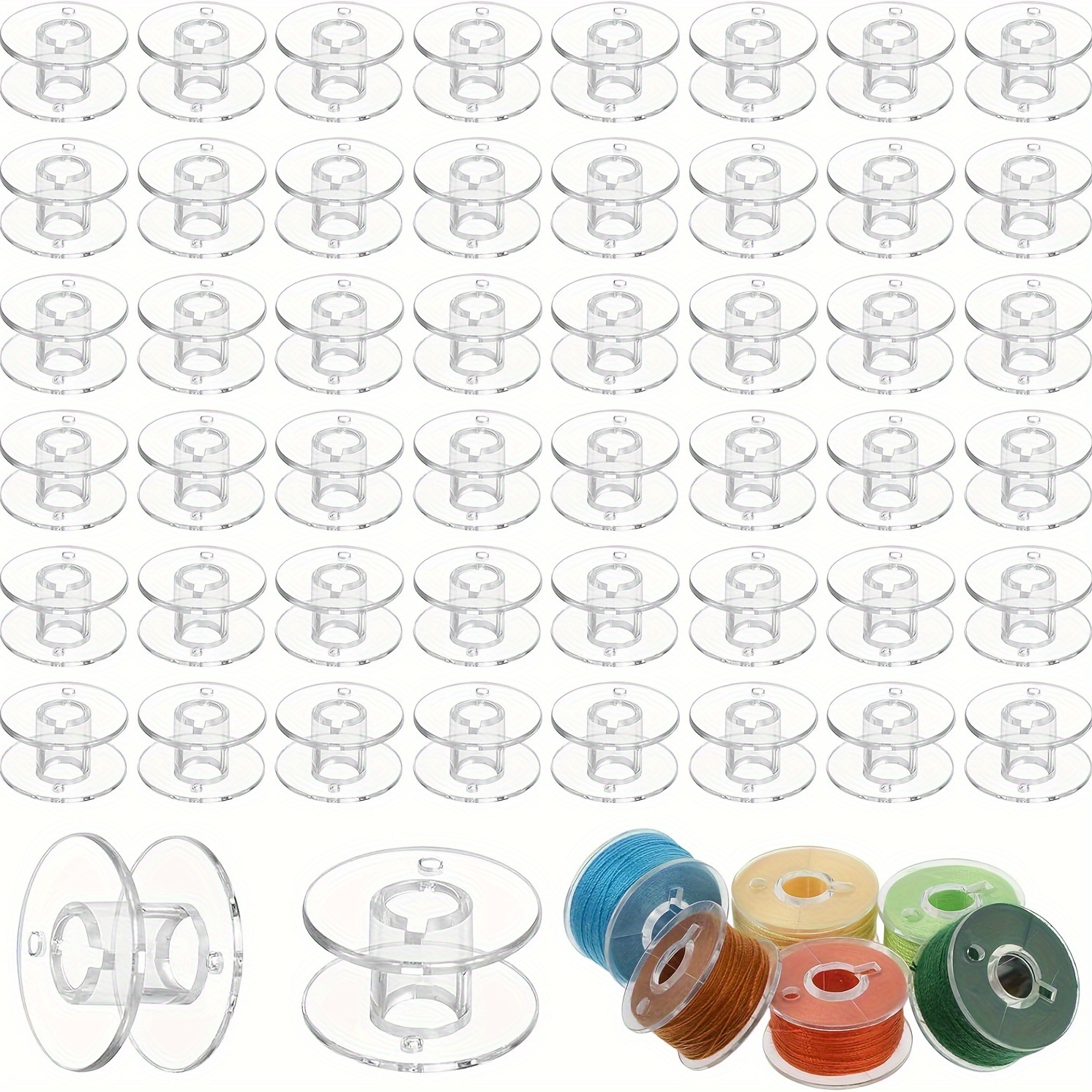 

1/5/10/20/50pcs Bobines de Machine à Coudre Transparentes Classe 15: Compatibles avec Brother, Singer, , Kenmore pour Broderie et Couture