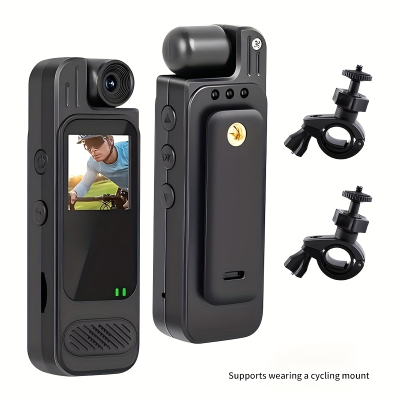 TEMU 1pc Full 1080p Hd Mini Camera With 180° Rotating Lens, Night Vision, , Loop Recording, Infrared Lights, Ideal For Outdoor Sports & Travel, Night