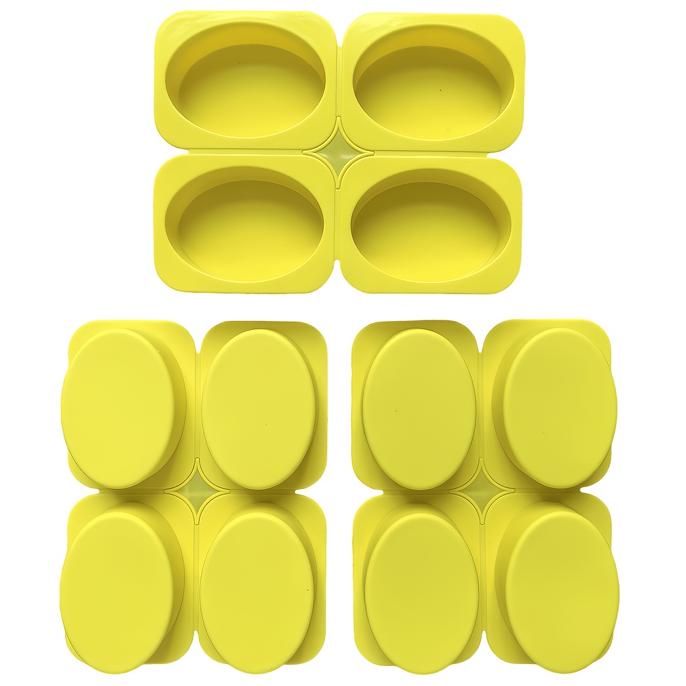 TEMU 3pcs 4-cavity Oval Shape Soap Silicone Mold For Diy Resin Pendants, Soap Making, And Aromatherapy Crafts
