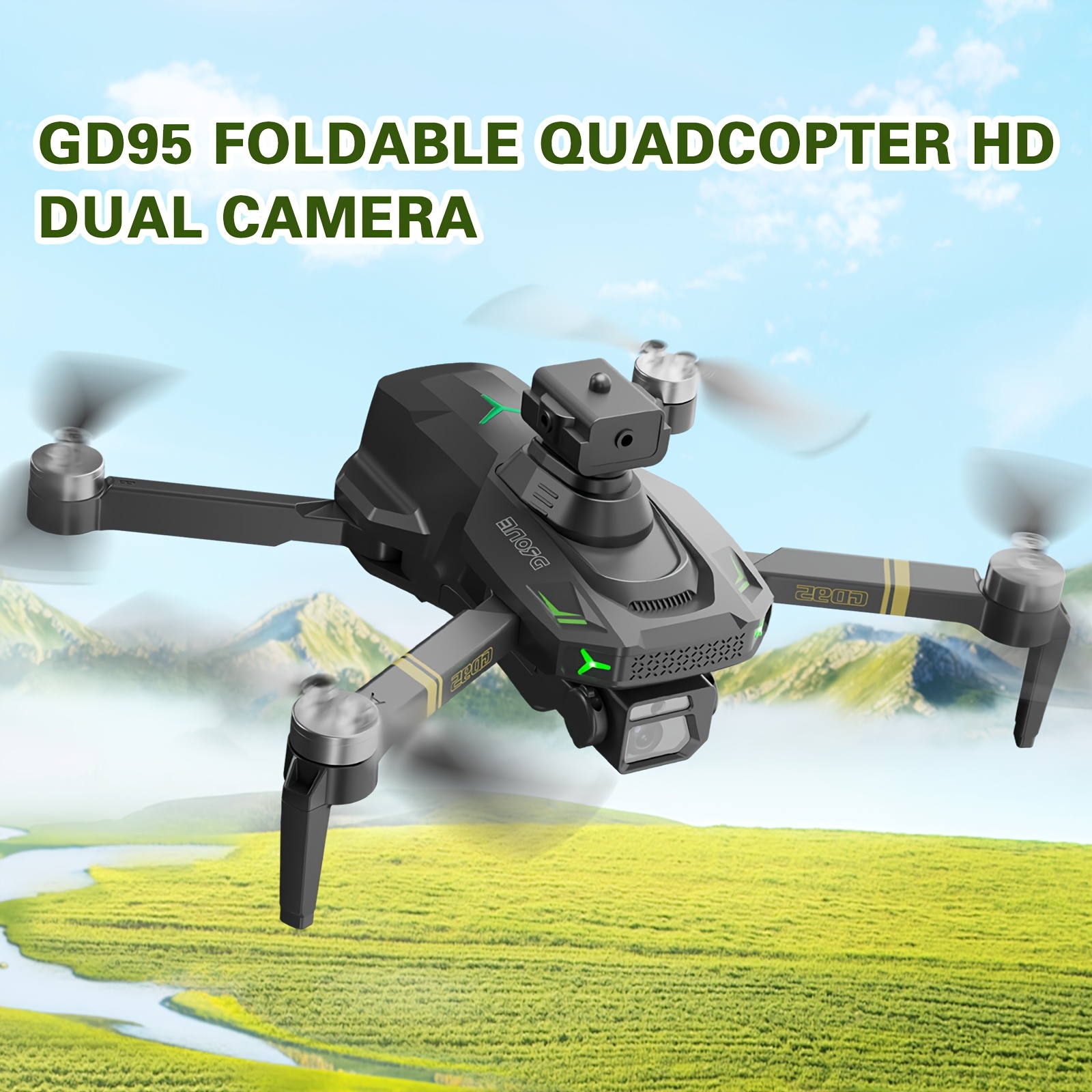 Image of 1pc Gd95 Drone With 720p Hd Dual Camera, Foldable Design For Portability, 2000mah For Outdoor Fun, Brushless Motor And Flow Stabilization, 2.4g Real-time Transmission Images, 4- Obstacle Avoidance
