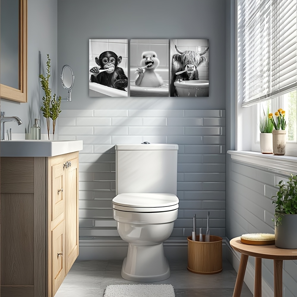4 Pezzi Immagini E Decorazioni Per Pareti Di Bagno - Cartelli Divertenti Carini Per Il Bagno - Decorazione Parete Bagno Senza Cornice | SHEIN ALIA