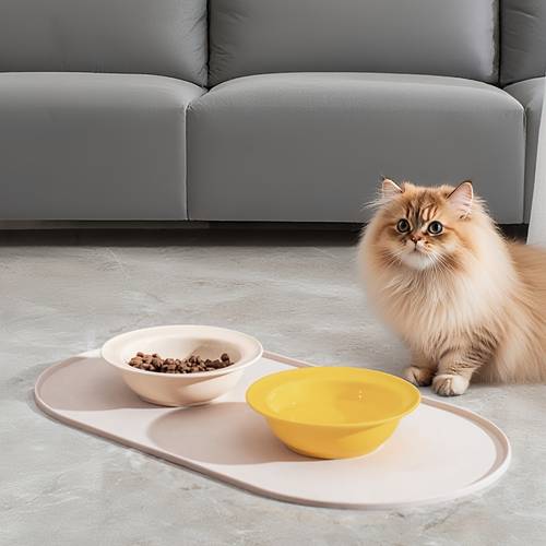 1pc pet placemat leak proof non slip feeding mat for dogs and cats elliptical bowl pad