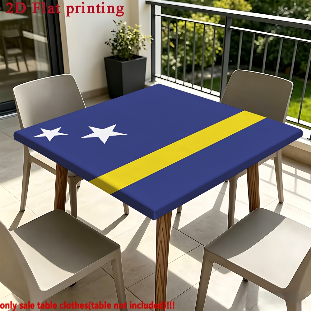 TEMU 1pc, Square Tablecloth, 2d Flat, Flag Print Pattern, Suitable For Indoor/outdoor Use, Farmhouse Decor, Parties, Dinners, Picnics, And Home