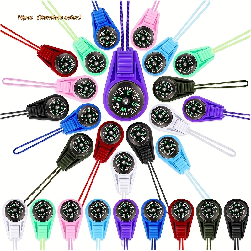 TEMU 18pcs Mini Pocket Compasses - Waterproof, Durable Navigation Tools For Hiking, Camping & , Compact & Portable, Random Colors, No Power Needed,