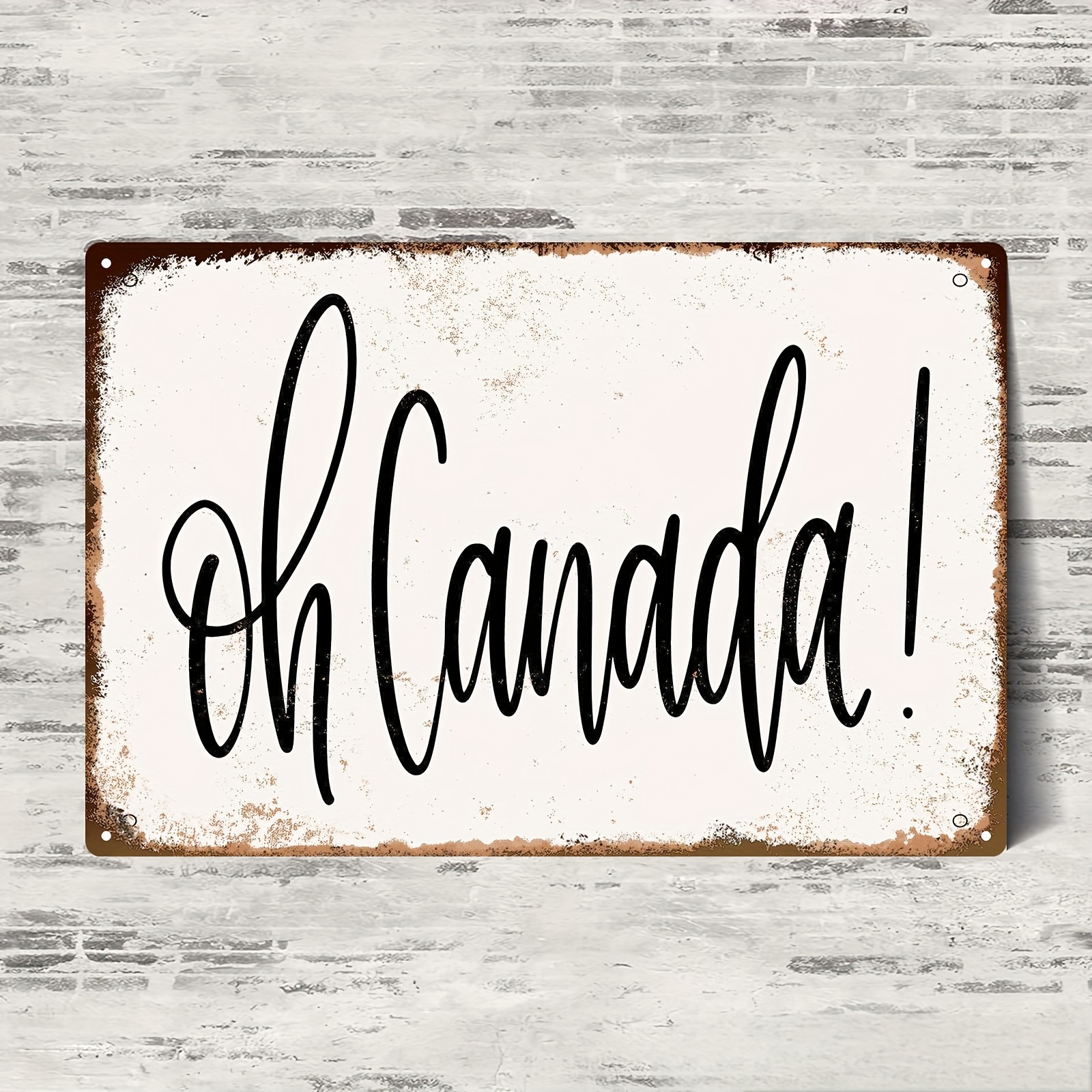 TEMU 2D Plat - 1pc Vintage "Oh Canada" Signe en Métal, 8x12 Pouces - Décor Rustique de la Canadienne , le Jardin, , - Cadeau Ideal pour les Amateurs