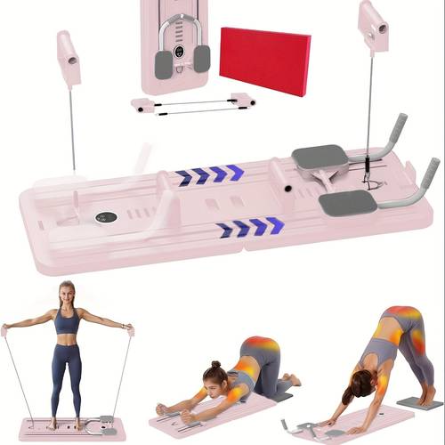 6 in 1 multifunctional pilates board kit with timer foldable portable for full body workout pvc material in black