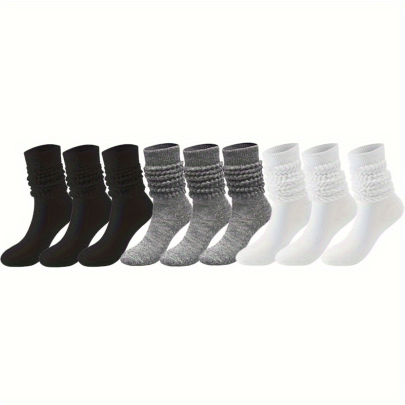 

1/2/3/6/9 Pairs Fashion Solid Color Stacking Socks, Comfy & Breathable Mid Tube Socks, Women's Stockings & Hosiery