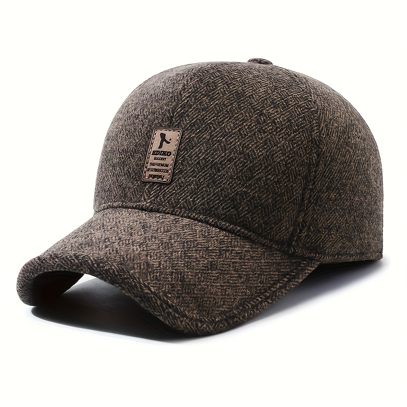 TEMU 1pc, Men's And Women's Autumn Winter Warm Baseball Caps, Thickened Tweed Lining, Warm And Comfortable, Ear Cups Design, Suitable For Autumn