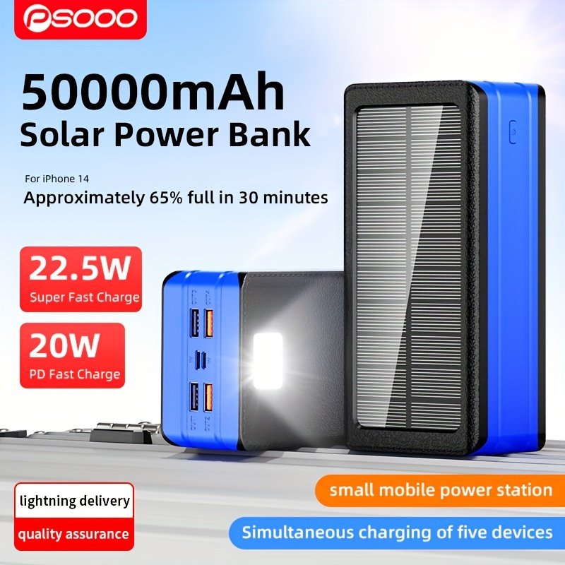 Riapow - Banco de energía solar de 26800 mAh, cargador portátil inalámbrico  de carga rápida de 3.0 A, batería externa con 4 salidas y cargadores de