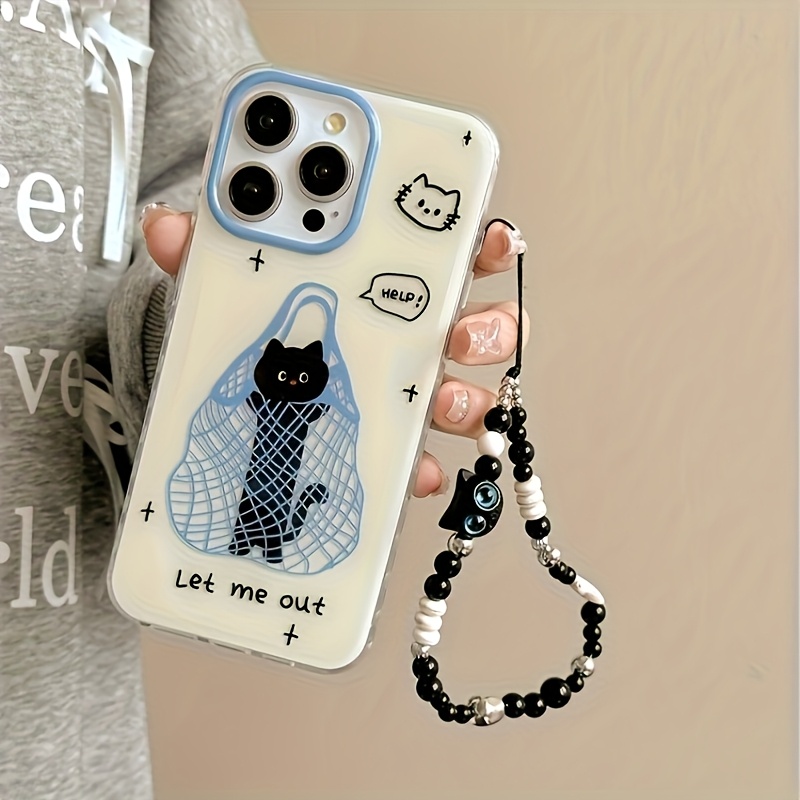TEMU Phone Case - 1pc Cute Kitten Pattern Phone Case With Lanyard Suitable For Iphone Including 17/16/15/14/13/12 Phone Case/11 Pro Max/plus/x/8/7,