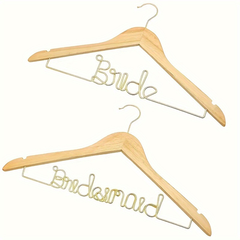 

1pc Wedding Clothes Hanger, Nonslip Wedding Wooden Hangers, Perfect Gift, Bridal Party Gift, Storage Organizer Of Closet, Bedroom, Home, Dorm, Bedroom Accessories