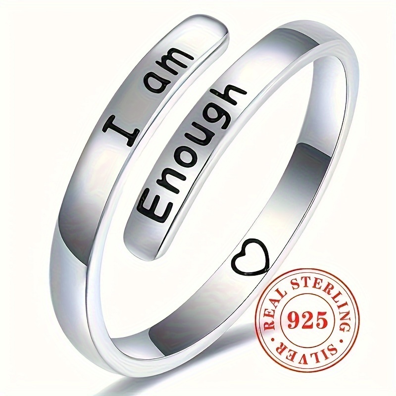 

A Stylish And Unique Ring, 2 Grams Of S925 Sterling ' Adjustable With Engraved Love Heart, A Daily Inspirational Ring For Women To Wear.