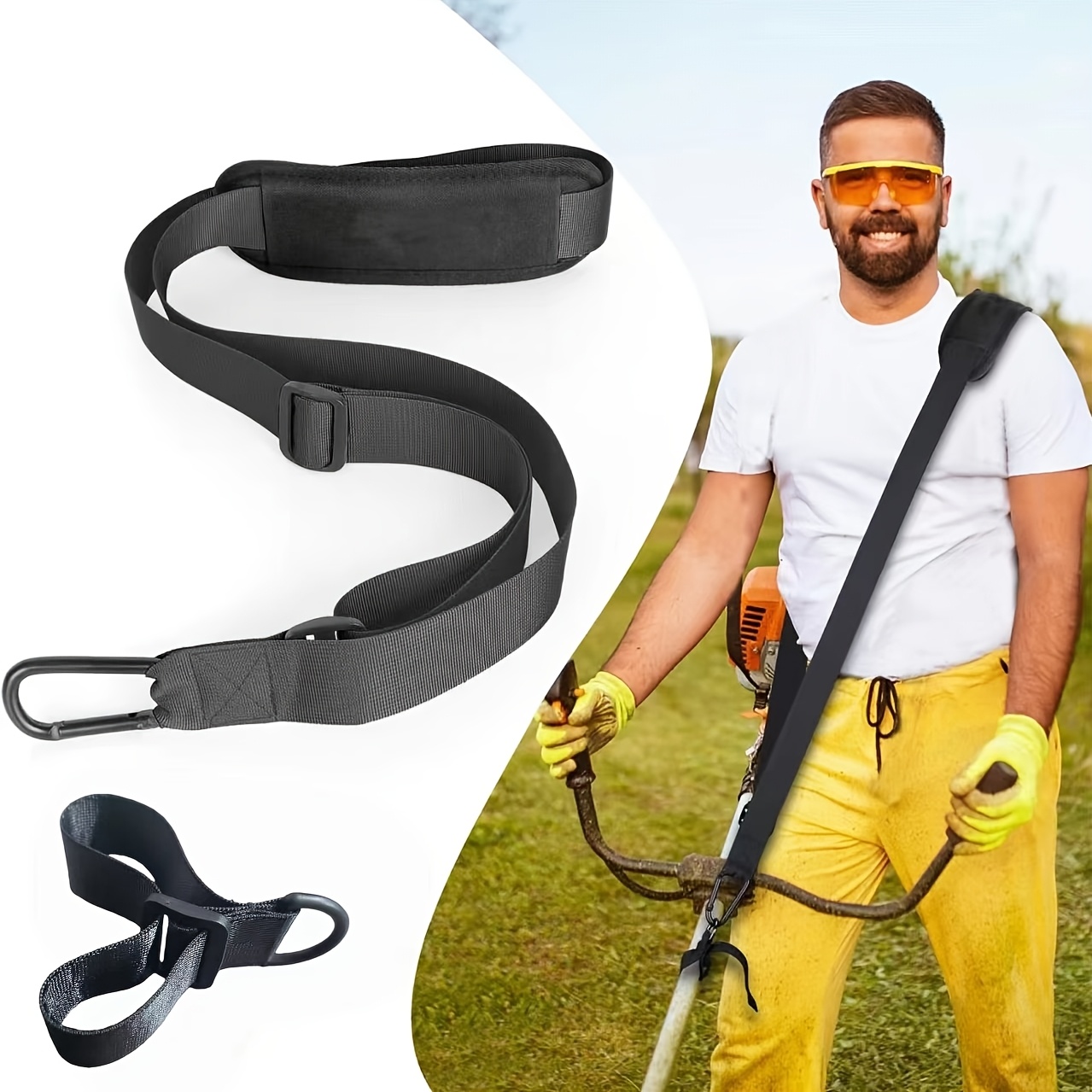 E-shop Verstellbarer Schultergurt für Rasenmäher Unkrautschneider - Ergonomisches Design für , Langlebiger schwarzer Gurt, Reduziert Ermüdung bei