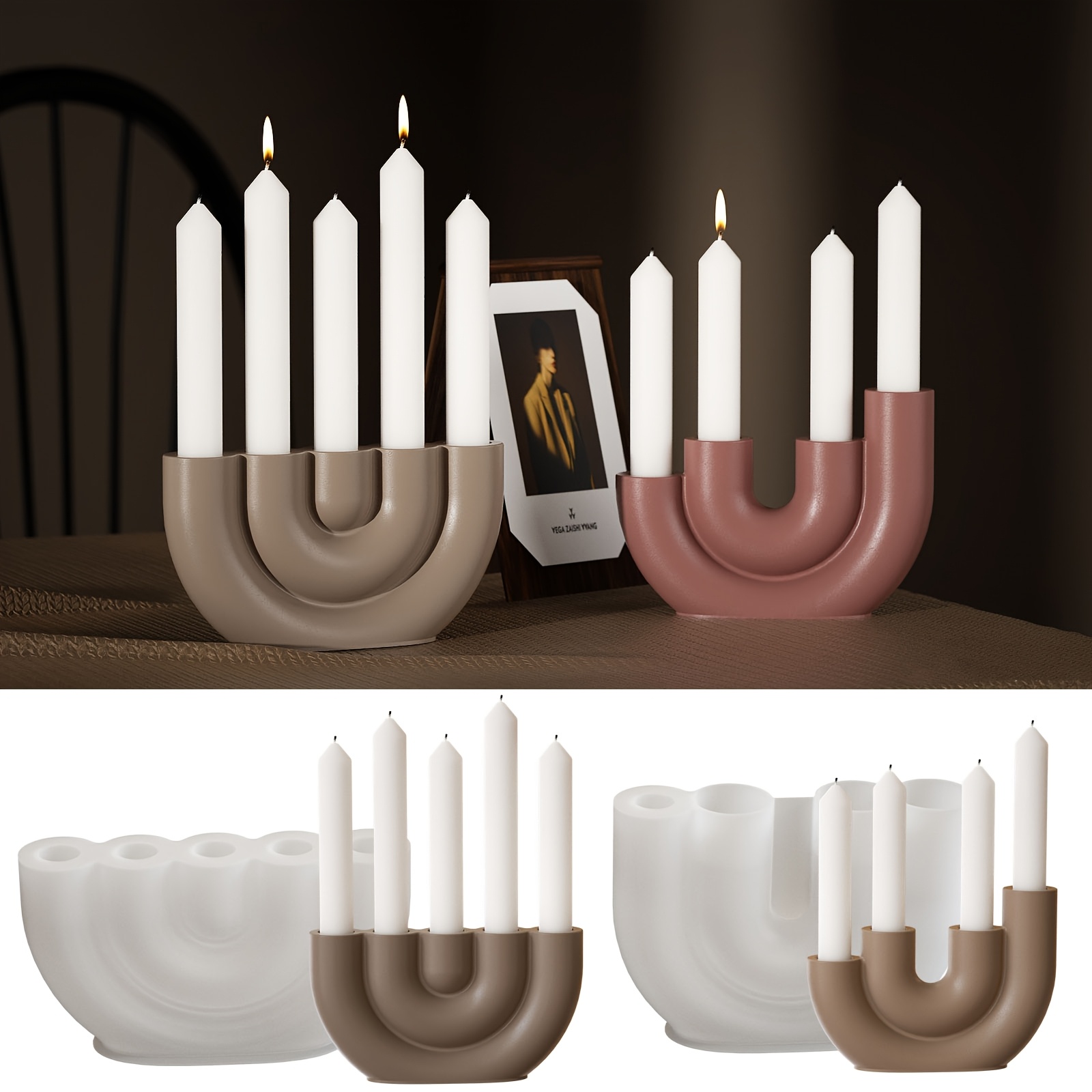 

Moule à Bougie en Silicone en de U d'Inspiration Scandinave - Polyvalent pour la Résine Époxy DIY, l' & l'Artisanat en , Facile à Démouler
