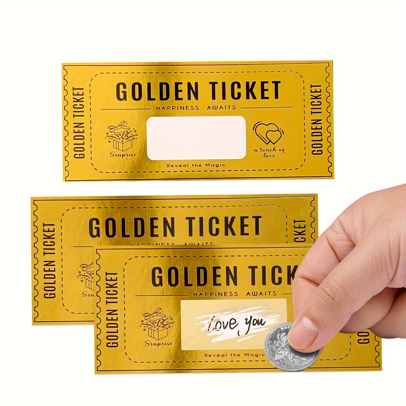 

Golden Scratch-off Ticket With Envelope And Sticker - 1 Pack Surprise Gift Card For Birthday, Romantic Love, Wedding Anniversary - Reveal Your Wish, Ideal For Son, Daughter, Couples, Him Or Her