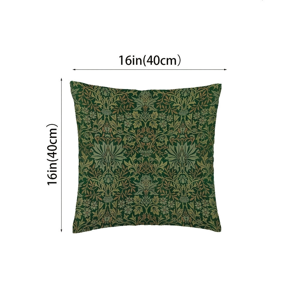 TEMU A Double-sided Printed Item, In Sizes, With Soft Short Plush Texturecushion Cover With Intricate Green Floral Damask Patternsuitable For Room