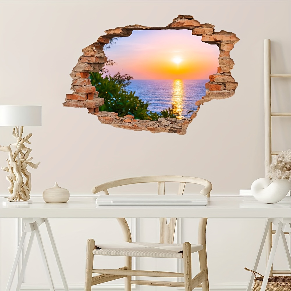 contemporary beach ocean wall stickers sunset seaside Temu United Kingdom