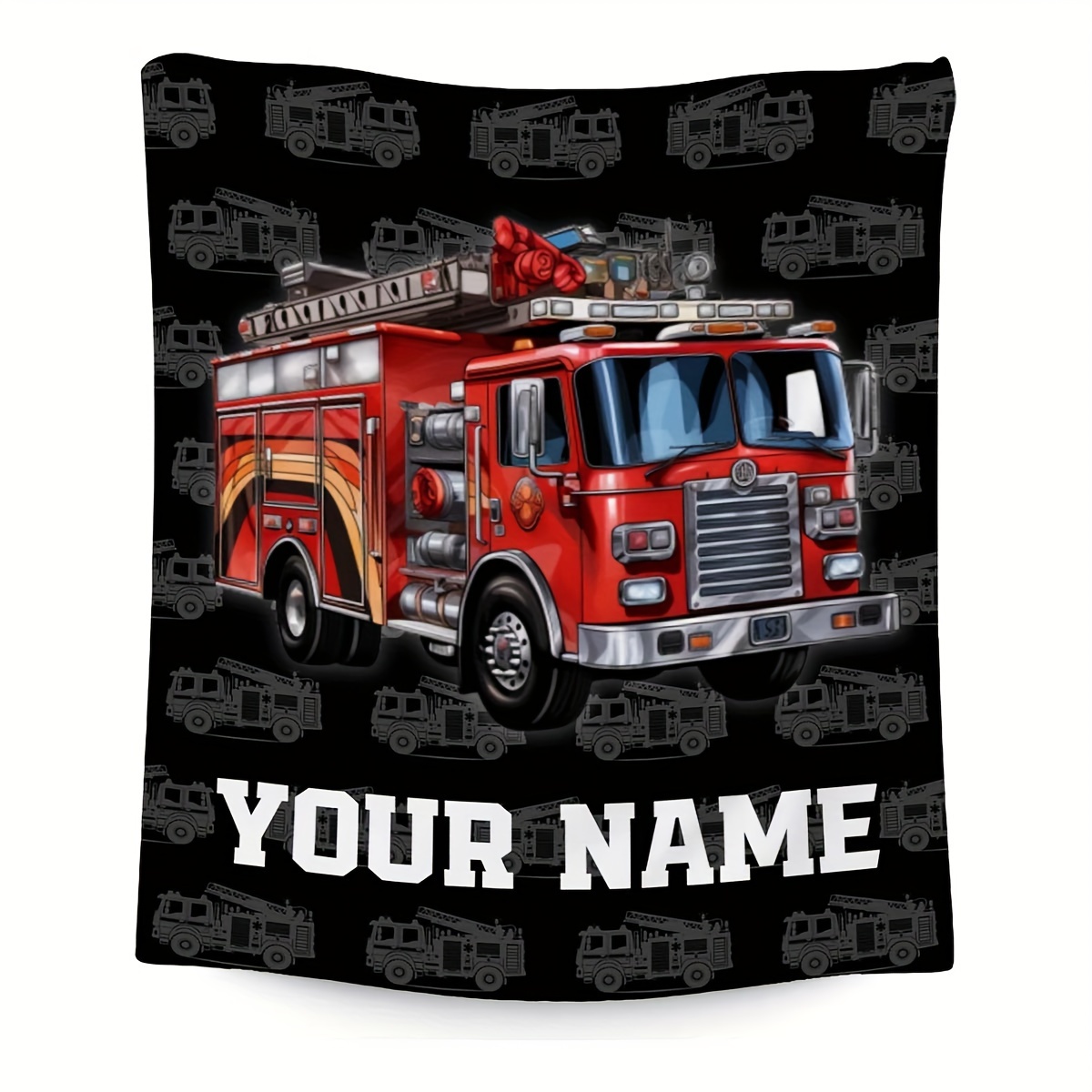 

Customizable Fire Truck Throw Blanket, 1pc, , , , Machine Washable, Skin-friendly, 100% Polyester Flannel, , Decor For Sofa, Bed, Travel, Camping, Living Room, Office - 200-250g Square Kilogram